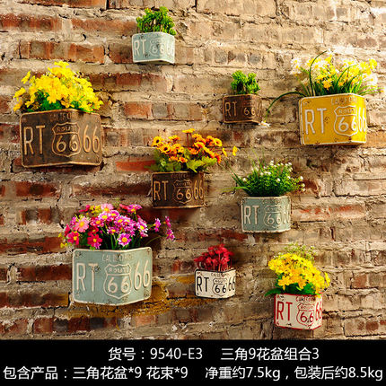 创意奶茶店墙壁饭店餐厅墙面软装饰品服装店墙上花盆壁挂植物挂件