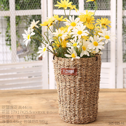 创意篮子干花插花藤编草编花篮家居客厅室内装饰品竹编花盆小摆件