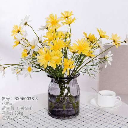 创意大口花瓶玻璃透明干花插花摆设客厅餐桌玄关装饰品摆件小清新