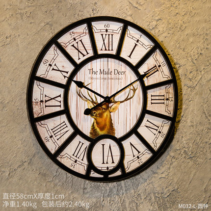 复古北欧个性壁挂客厅卧室创意挂钟酒吧服装店奶茶店墙上时钟挂件