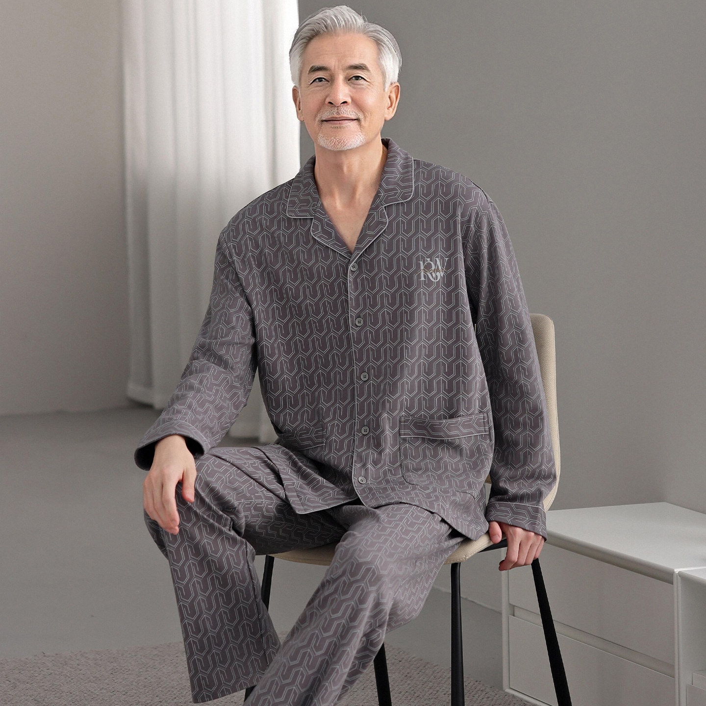 老人男睡衣春秋季纯棉长袖中老年爸爸爷爷开衫大码2026新款家居服