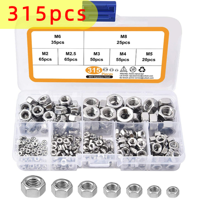 315pcs304不锈钢六角螺母M2-M8