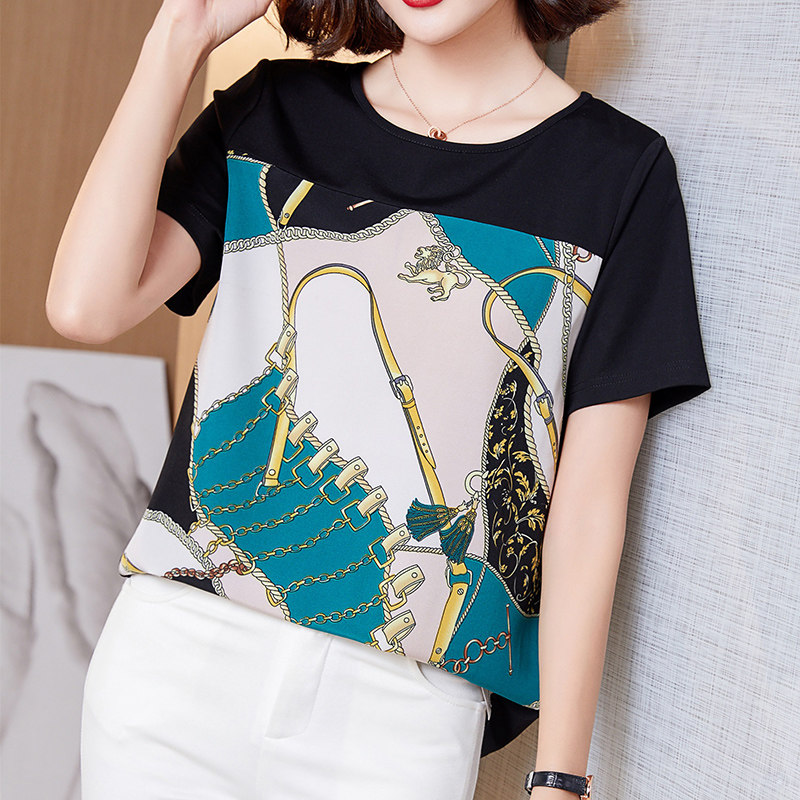 t恤女短袖雪紡衫印花薄款中年媽媽2022夏裝加肥大碼胖mm寬松上衣在類目 女裝/女士精品, T恤中 - 來自Buy2taobao.com提供專業的淘寶代購服務