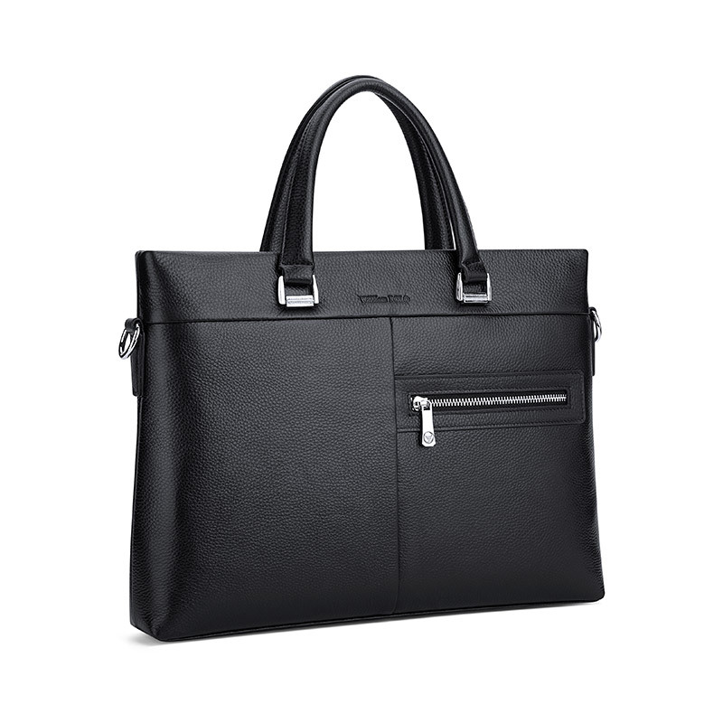 保罗头层牛皮公文包男士时尚单肩斜跨手提包男款真皮商务电脑包男