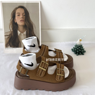 韩国ulzzang厚底美拉德女凉鞋增高显瘦罗马风格韩版露趾松糕凉鞋