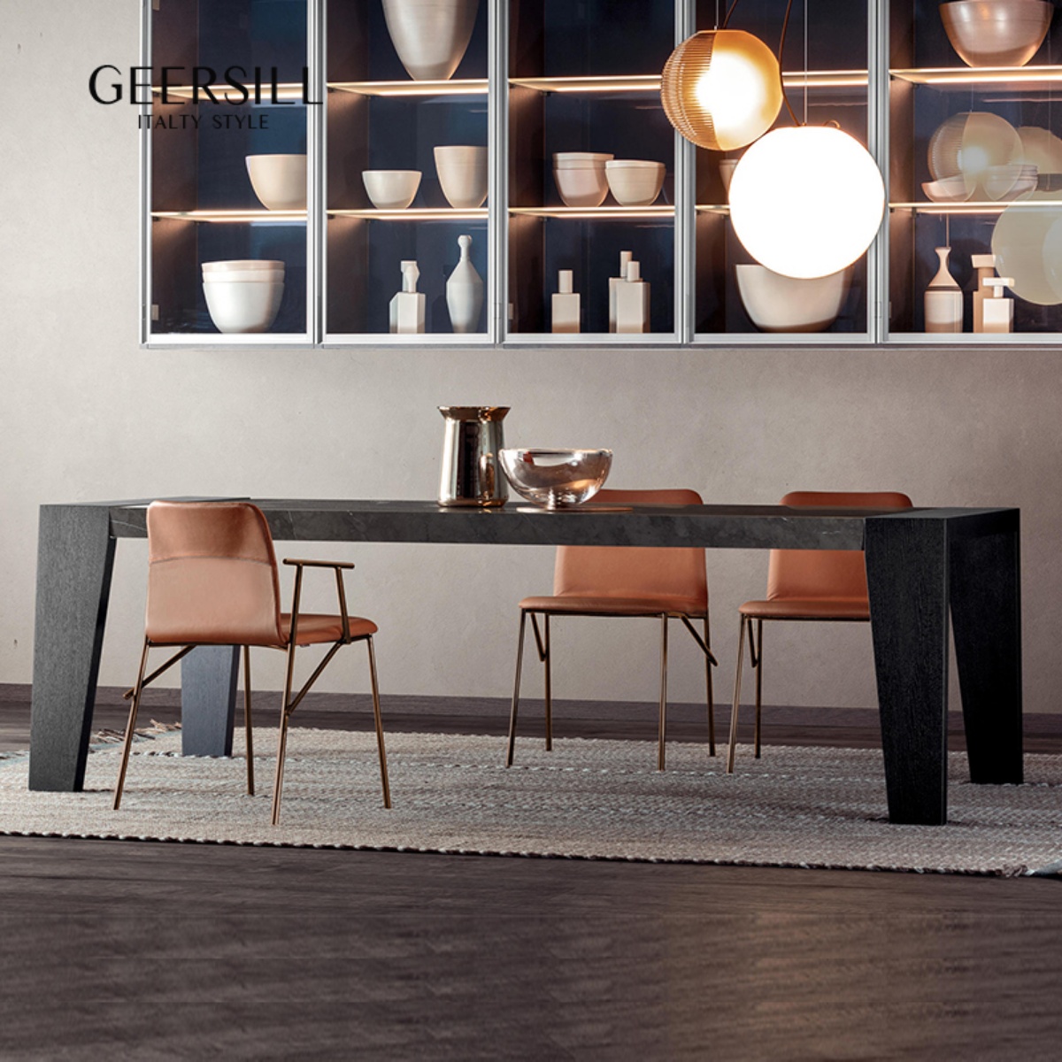 高级设计感意式餐桌极简大长桌