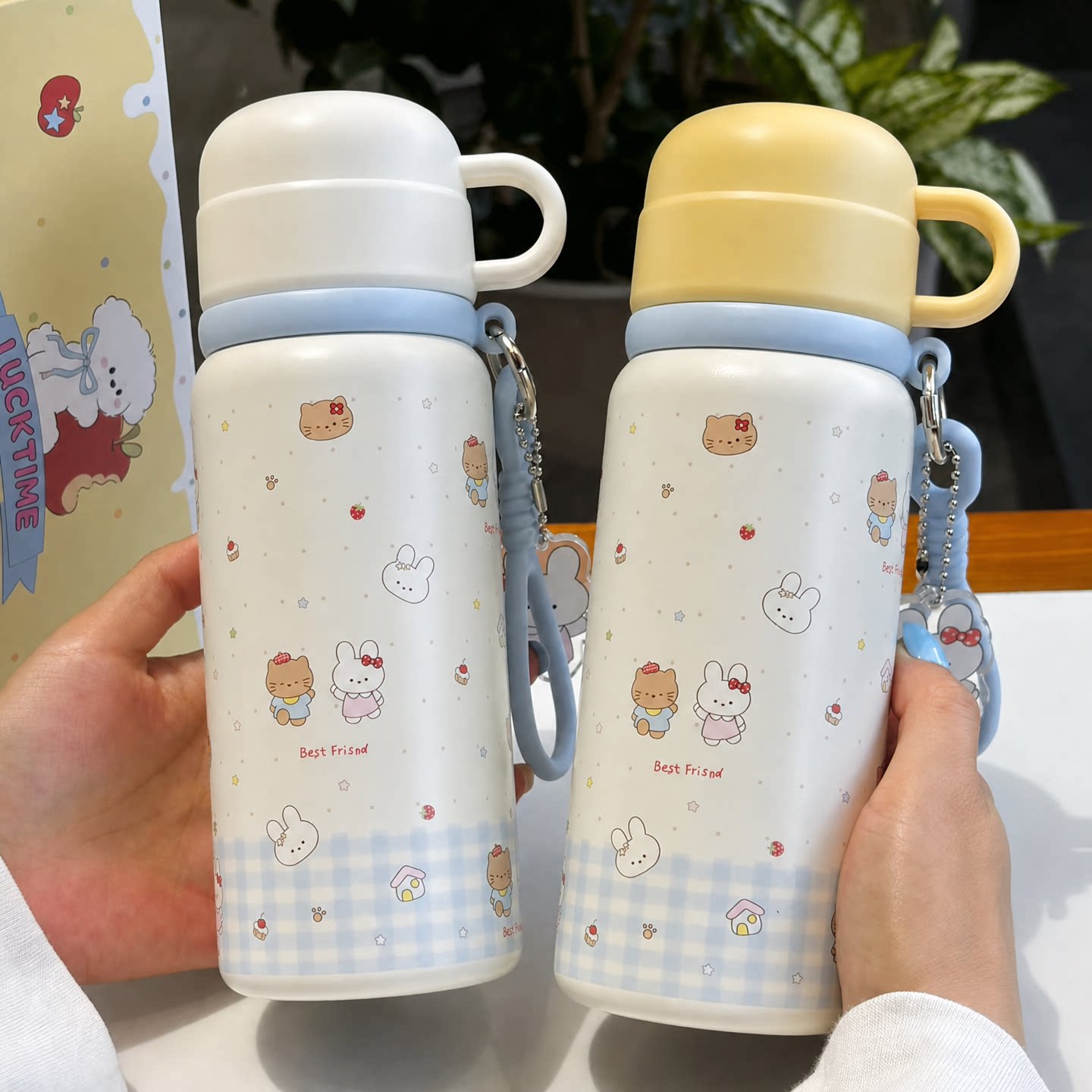 凯蒂猫便携大容量双饮保温杯