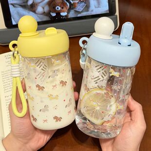 ins风女生高颜值防漏耐高温吸管杯学生办公室大容量母婴级塑料杯