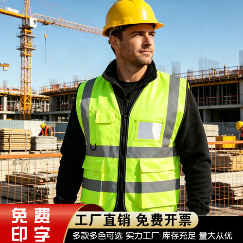 反光背心马甲可印字多口袋燕尾黄色交通施工安全服骑行汽车反光衣