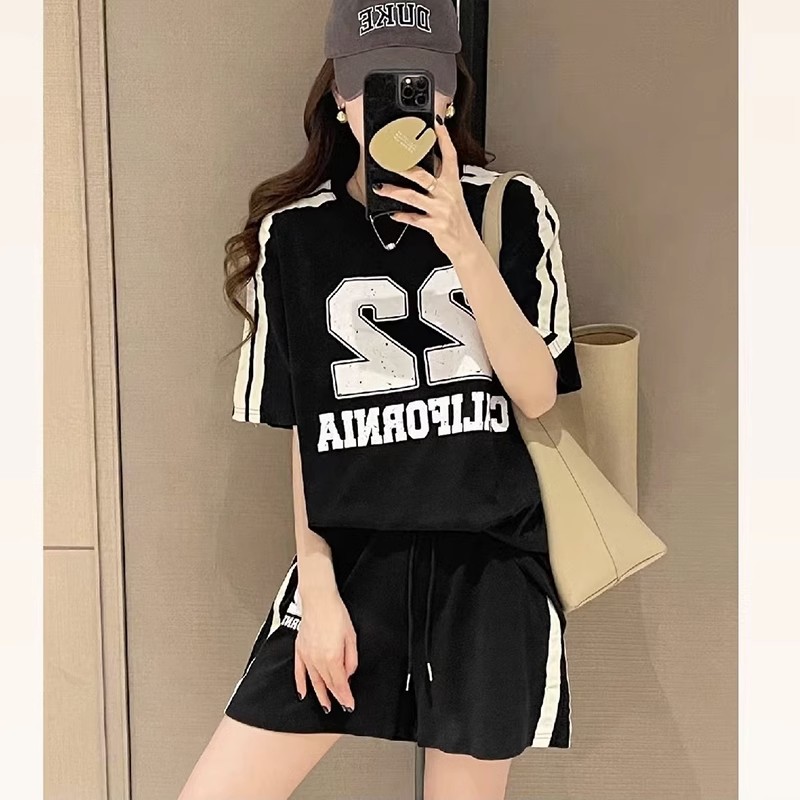 舒适棉质印花数字小众盐系两件套