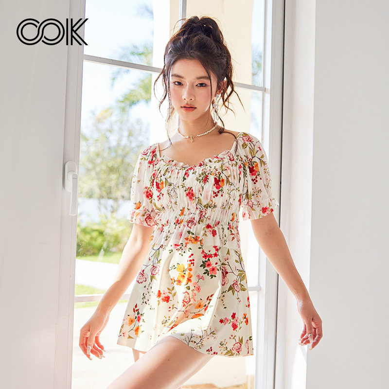 OOK泳衣女2024新款遮肚显瘦高级感连体裙保守微胖女孩遮肉泡温泉