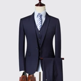 Мужской комплект, свадебное платье, пиджак классического кроя, 3 предмета, облегающий крой