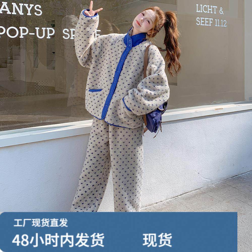 韩系穿搭波点颗粒绒羊羔毛套装女秋冬独特超好看上衣阔腿裤两件套,孕妇装/孕产妇用品/营养,套装,淘宝优惠券,粉丝福利购,淘宝优惠卷