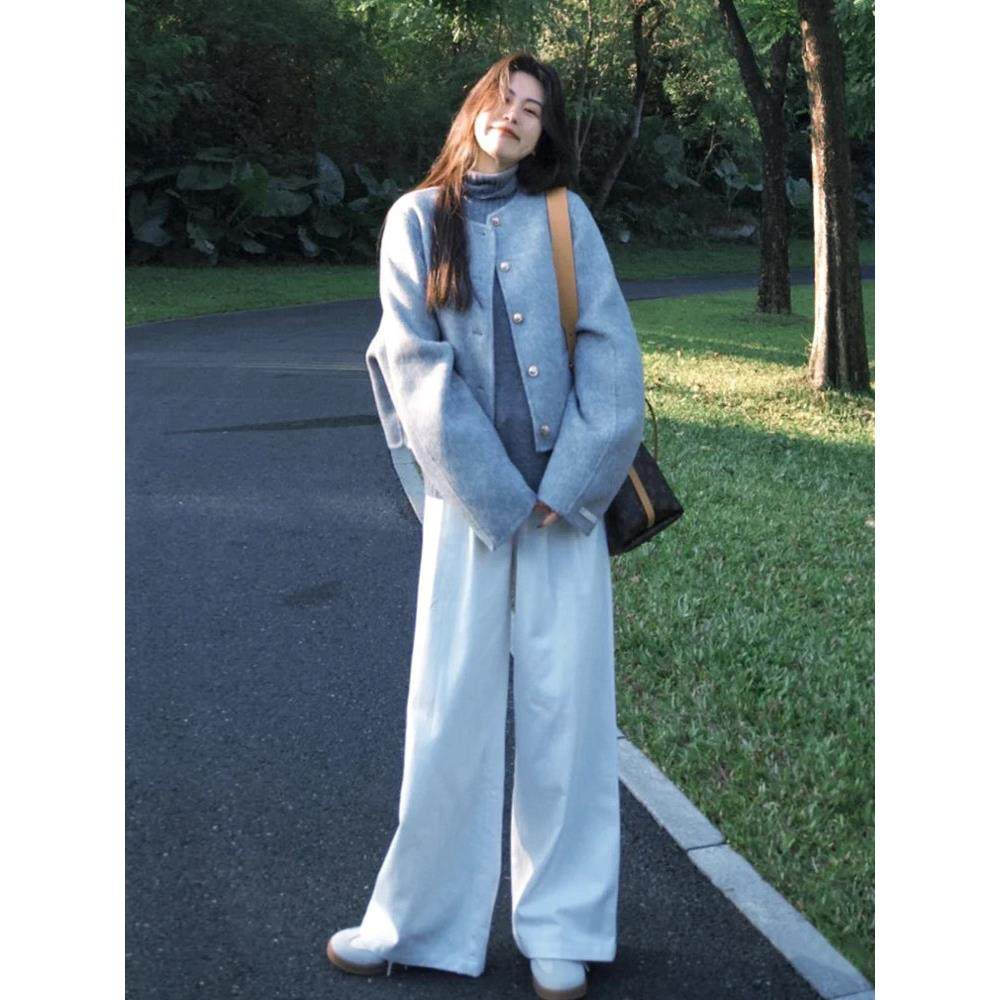 韩系高级感灰色呢子大衣女秋冬季新款小个子慵懒风短款毛呢外套,运动/瑜伽/健身/球迷用品,广场舞套装,淘宝优惠券,粉丝福利购,淘宝优惠卷