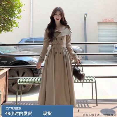 高级感超好看卡其色风衣外套女秋冬宽松韩版小个子中长款大衣加厚