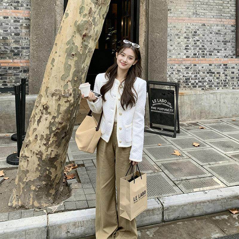 白色小香风套装羽绒外套女小个子春秋冬季法式高级感加厚短款上衣,运动/瑜伽/健身/球迷用品,广场舞套装,淘宝优惠券,粉丝福利购,淘宝优惠卷