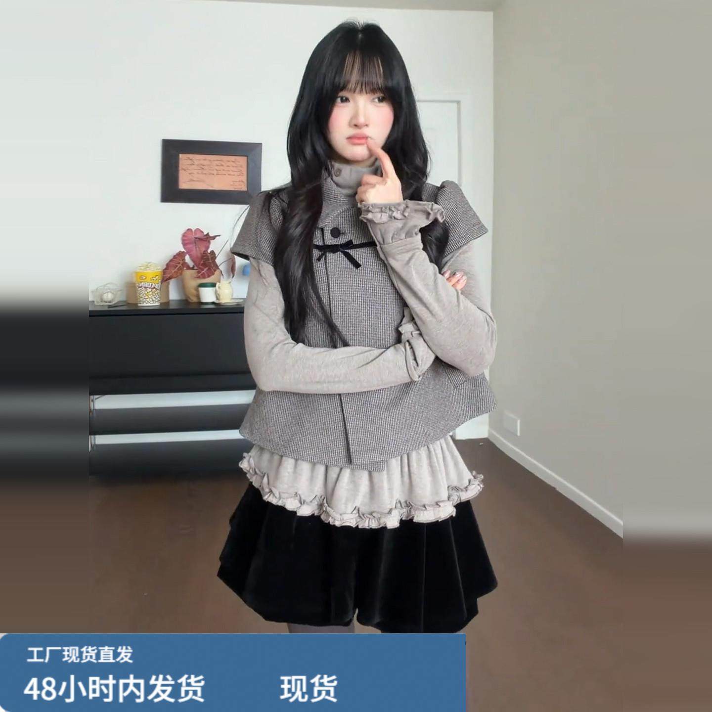 韩系穿搭一整套装花苞连衣裙子女2025新款秋冬季今年流行爆款短裙,运动/瑜伽/健身/球迷用品,瑜伽短裙,淘宝优惠券,粉丝福利购,淘宝优惠卷