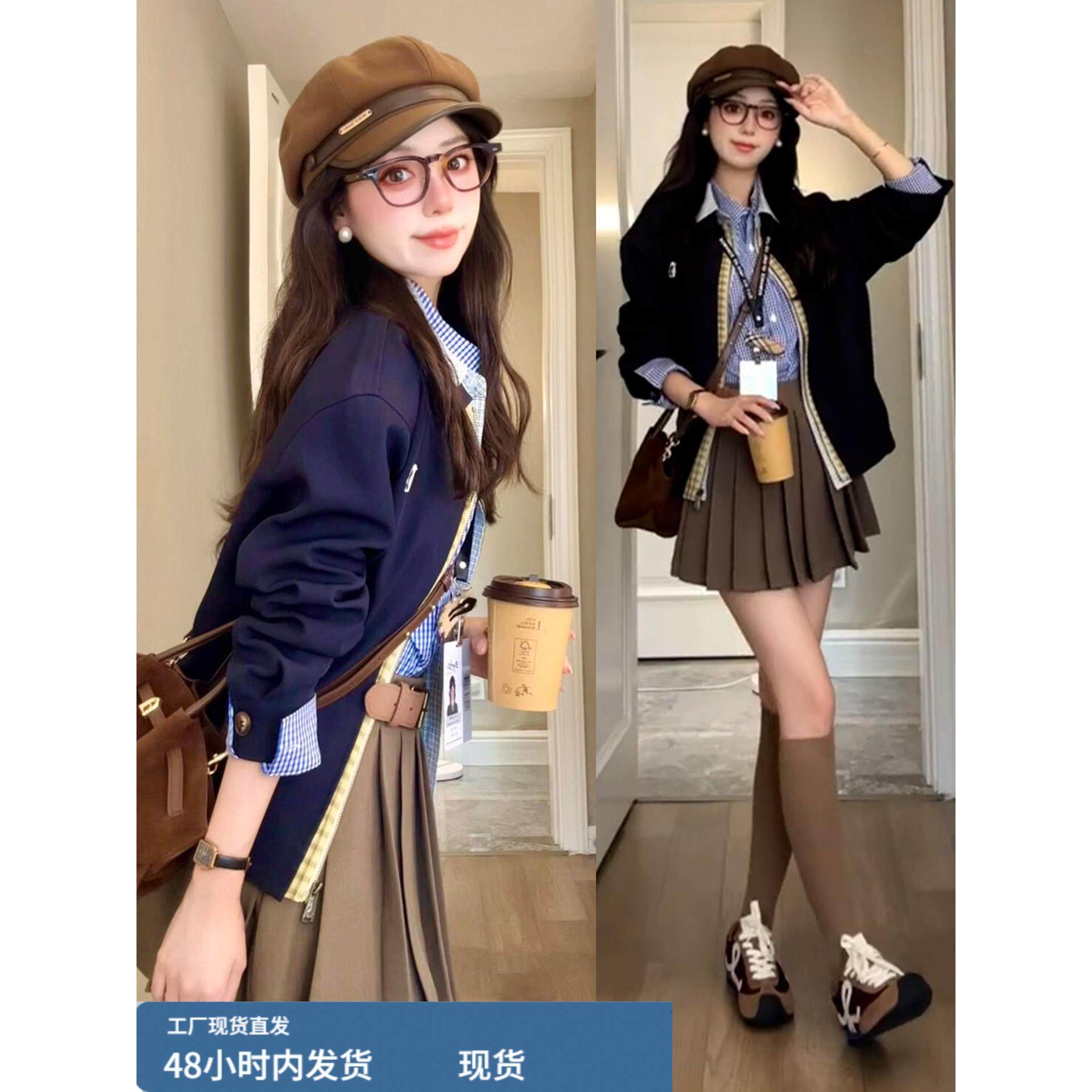 美式覆古短款外套女春秋2025新款爆款独特漂亮宽松假三件夹克上衣,运动/瑜伽/健身/球迷用品,广场舞套装,淘宝优惠券,粉丝福利购,淘宝优惠卷