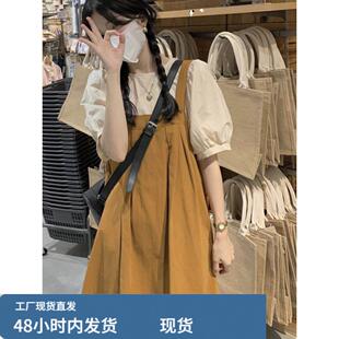 少女韩版学院风背带连衣裙两件套2025夏装新款初高中学生甜美裙子