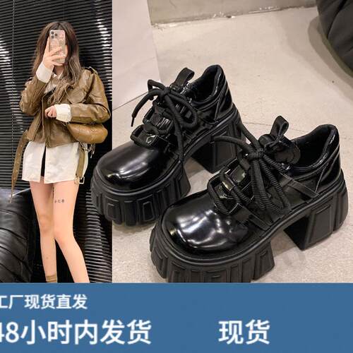 2026春季新款9cm内增高女鞋厚底显瘦高跟小皮鞋女百搭软底休闲鞋