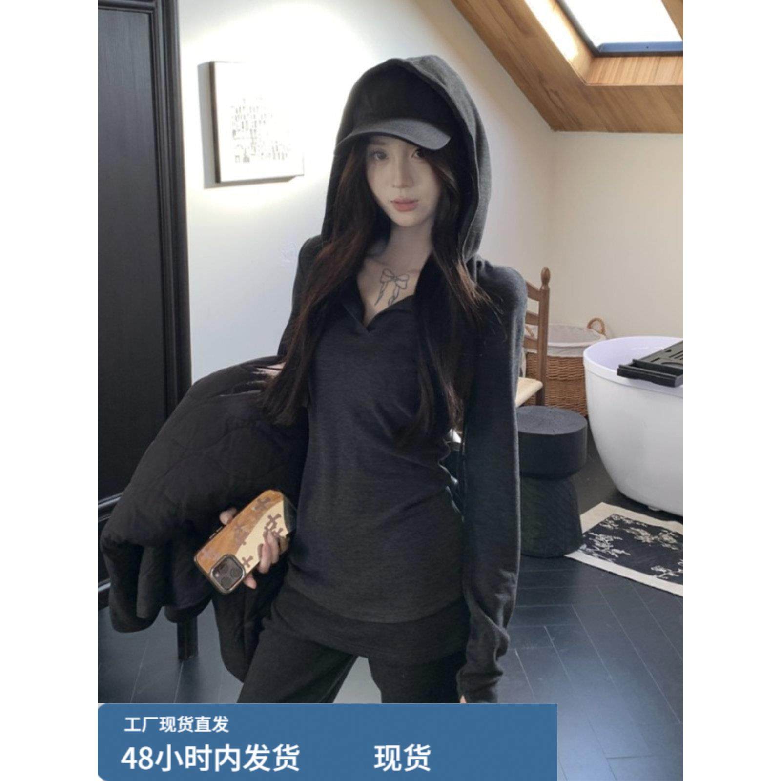 韩系慵懒风针织休闲套装女秋冬连帽套头卫衣微喇显瘦喇叭裤两件套,服饰配件/皮带/帽子/围巾,口袋巾,淘宝优惠券,粉丝福利购,淘宝优惠卷