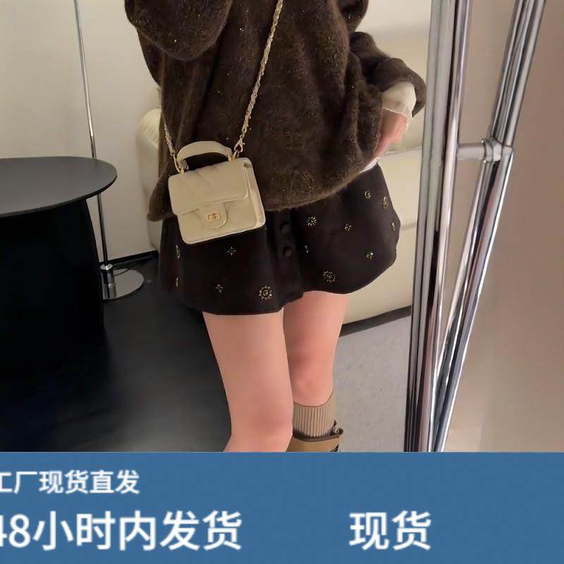 法式复古重工钉珠毛呢半身裙女秋冬高腰显瘦小个子气质a字短裙子,运动/瑜伽/健身/球迷用品,瑜伽短裙,淘宝优惠券,粉丝福利购,淘宝优惠卷