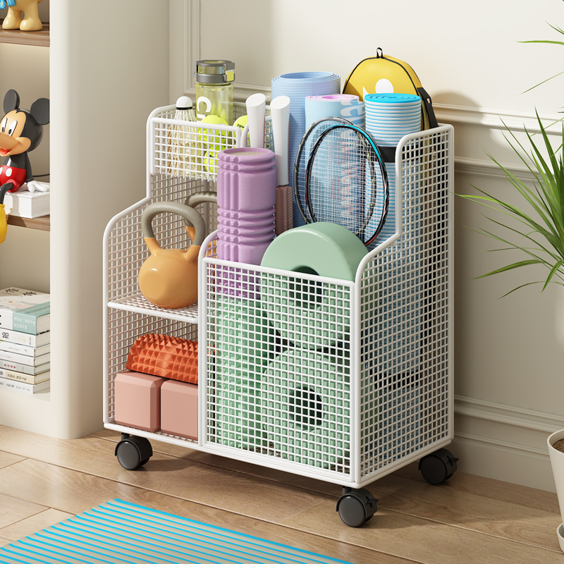 健身运动器材储物架多功能瑜伽垫泡沫轴收纳筐放羽毛球篮球置物架