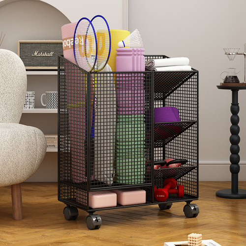 瑜伽垫收纳筐家用健身运动器材收纳哑铃壶铃置物架篮球跳绳整理筐