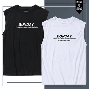 周一Monday到周日sunday星期个性 T恤男女纯棉背心 英文可定制无袖