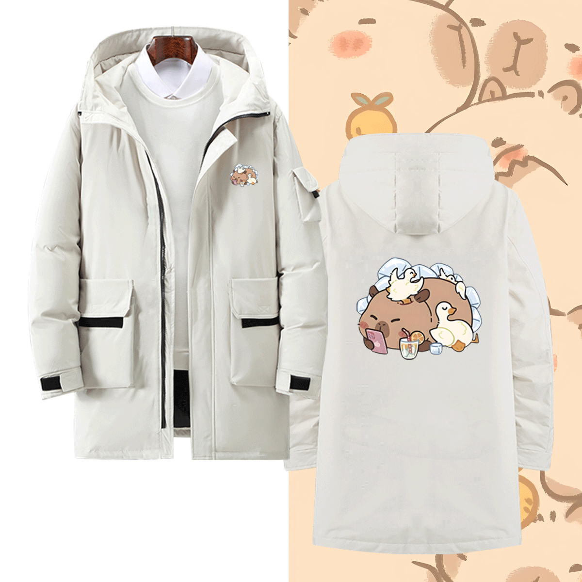 可爱萌系卡皮巴拉清凉冰块羽绒服