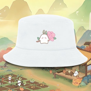 桃园深处有人家萝卜人春日赏花游戏男情侣定制休闲盆帽遮阳渔夫帽