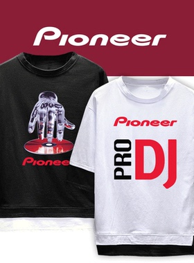 Pro PIONEER先锋DJ夜店打碟男女个性纯棉情侣衣服假两件短袖T恤衫