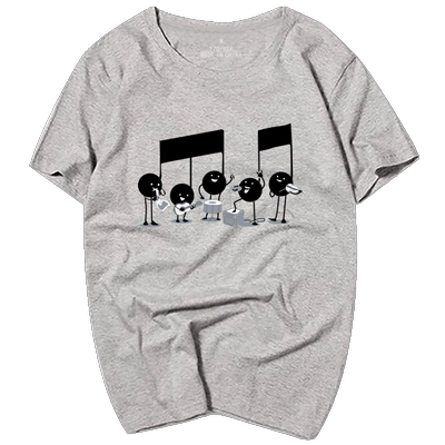趣味卡通音乐纯棉短袖T恤