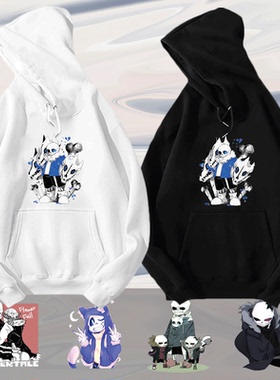 传说之下周边undertale sans二次元游戏男女学生情侣连帽卫衣服