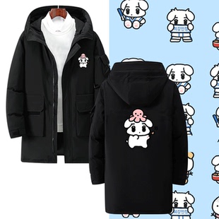 金玟庭金冬男女情侣可定制中长款羽绒服咖喱狗吒aespa卡通二次元