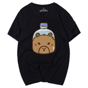 卡皮巴拉可爱水豚君卡比巴卡通周边日系男女同款半袖T恤纯棉短袖