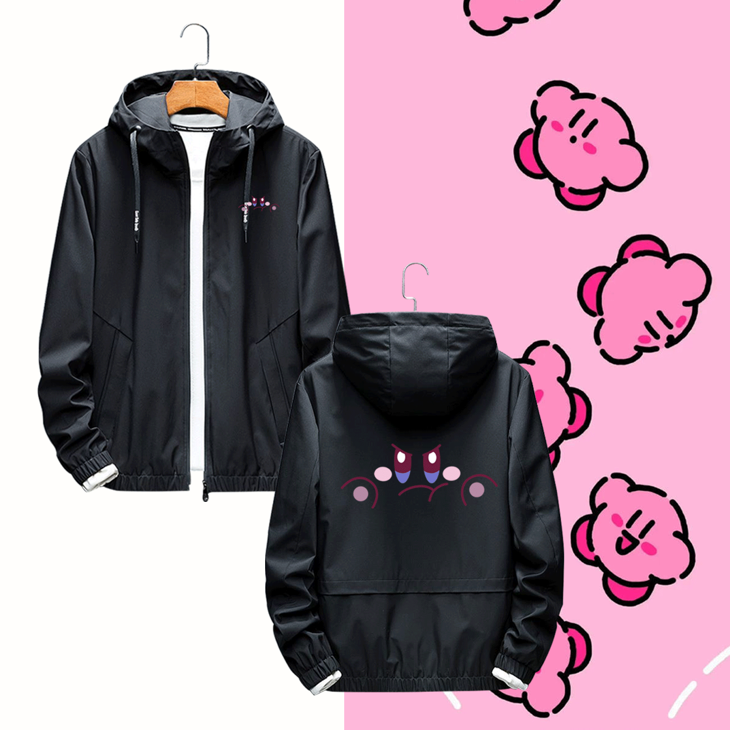 日系卡通动漫星之卡比运动男女情侣可定制秋冬休闲开衫夹克服外套