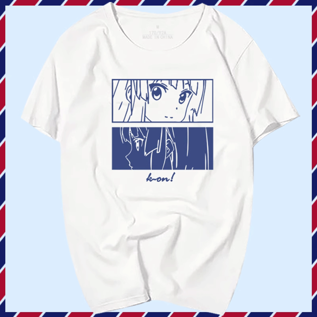 k-on轻音少女蓝白碗潮流秋山澪平泽唯男女春夏定制短袖半袖T恤衫