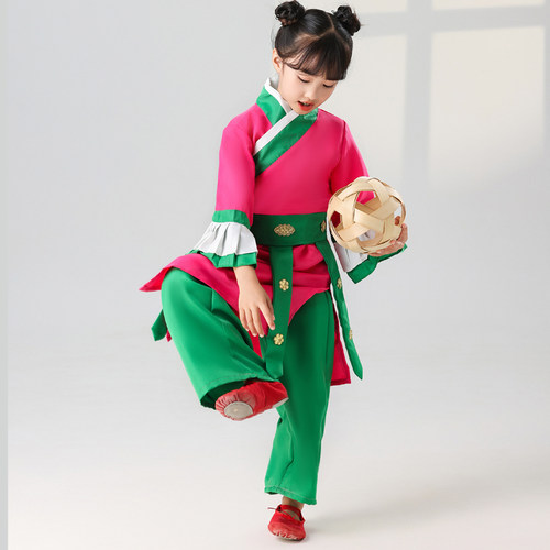 六一少儿群舞蹴鞠舞蹈服儿童书童表演服女童古典舞蹴鞠仕女演出服