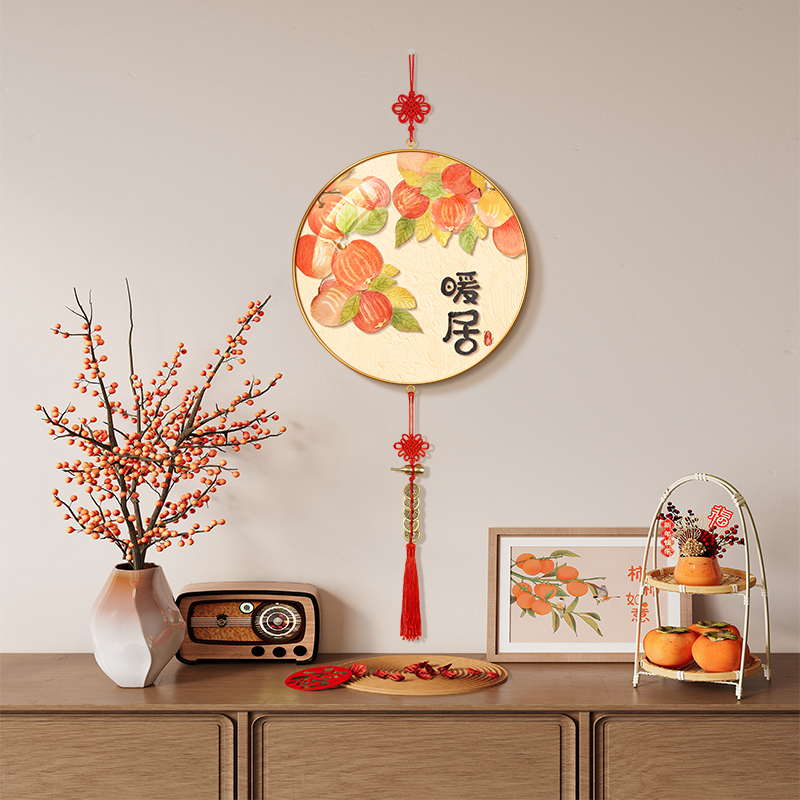 暖居入户玄关装饰画乔迁新居室内圆形挂画中国结高档餐厅客厅挂饰图片