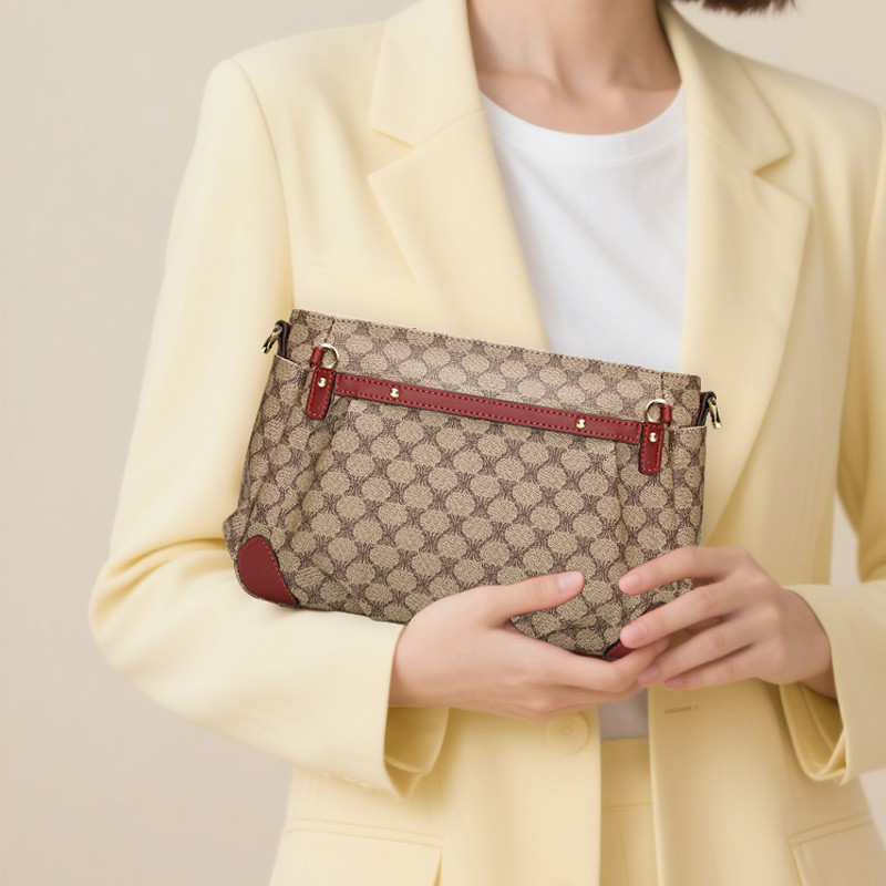 酒红色小方包女士高级感单肩斜挎