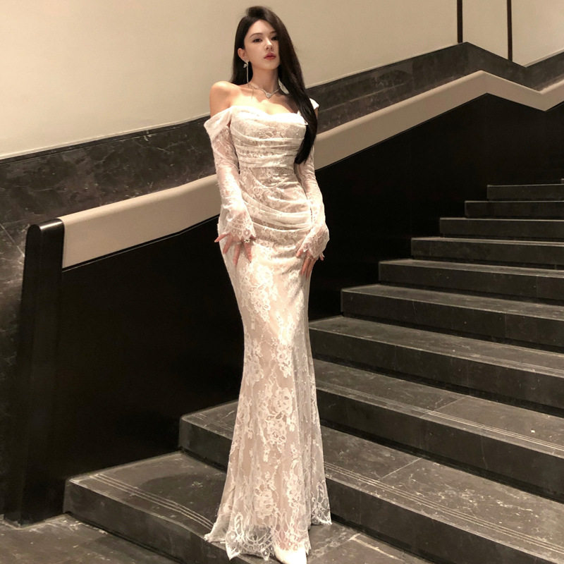 年会战袍蕾丝抹胸鱼尾显瘦连衣裙
