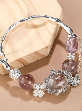 瑞士 Francesca【天窗】多宝紫极光水晶手串随型幽灵情绪养生手链