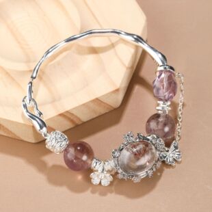 瑞士 Francesca【天窗】紫极光百搭水晶手串紫水随型幽灵魔盒简约