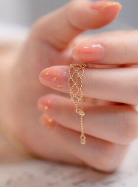 瑞士Francesca 米珠编织法式轻奢ins风网纹蕾丝链条可调仙女戒指