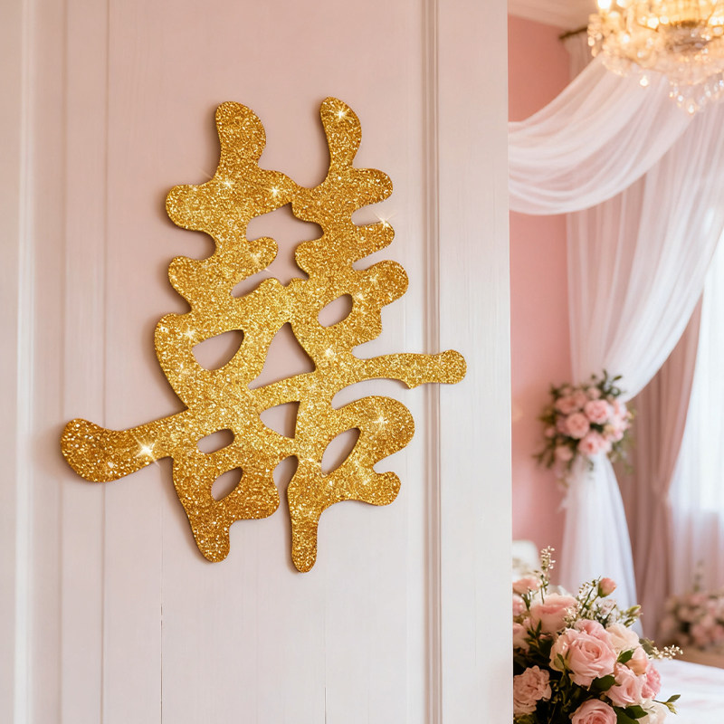 喜字贴结婚专用囍字布置鎏金超大婚房装饰房门背景墙卧室婚庆用品