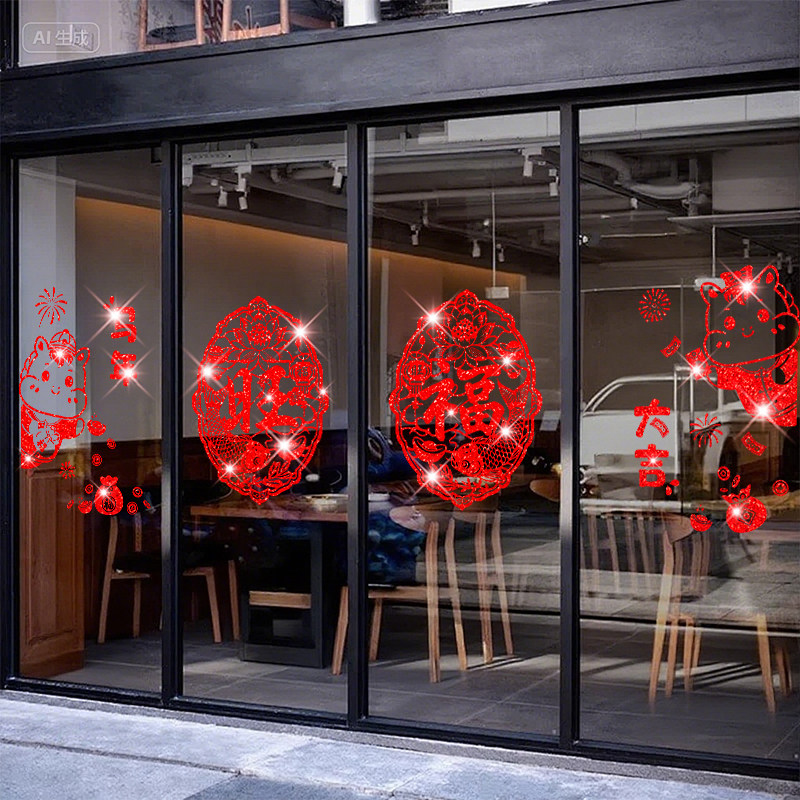 马年福字门贴2026新款静电贴春节场景布置装饰剪纸贴画窗花玻璃贴,节庆用品/礼品,福字/窗花/窗贴,淘宝优惠券,粉丝福利购,淘宝优惠卷