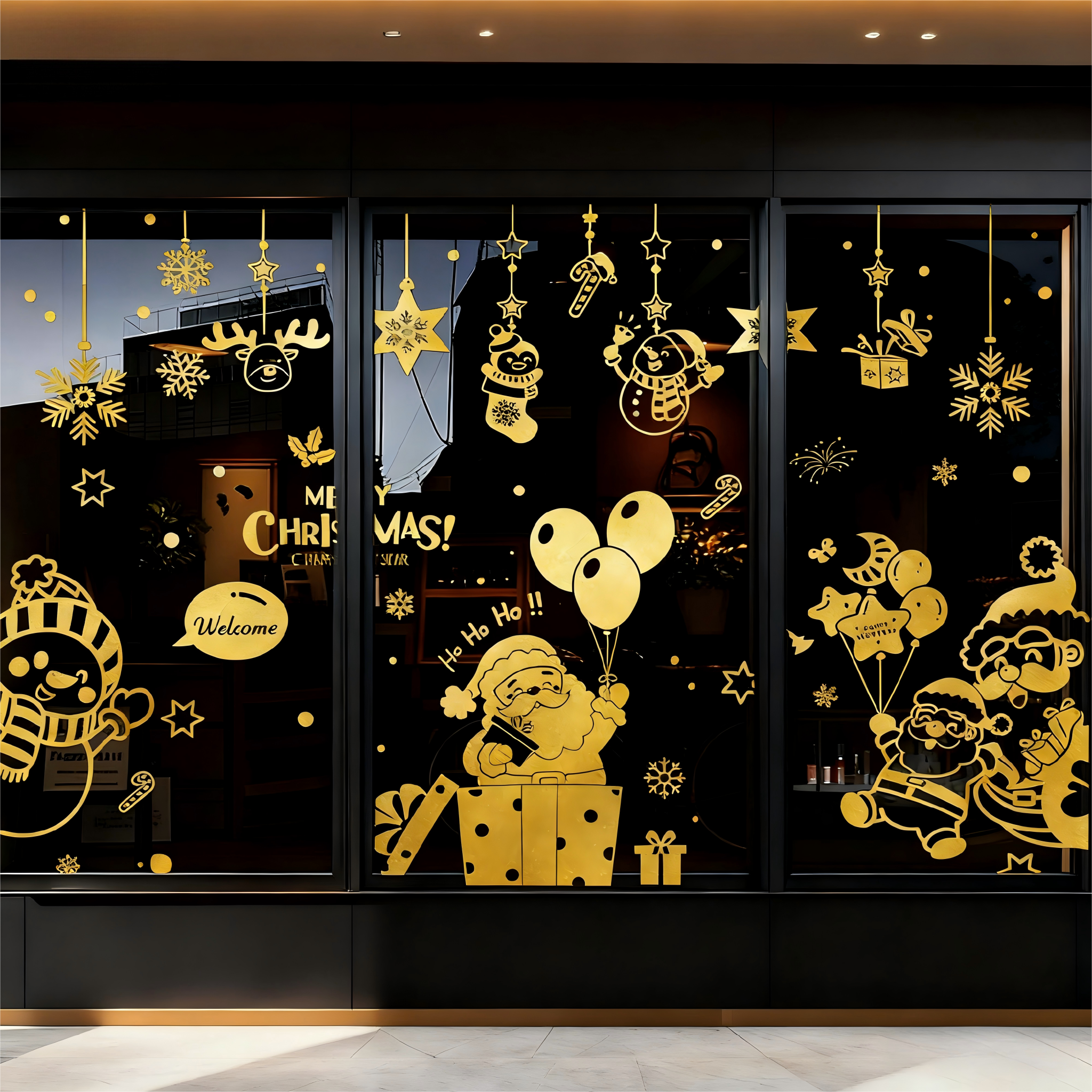 圣诞节装饰橱窗贴画2026玻璃贴纸