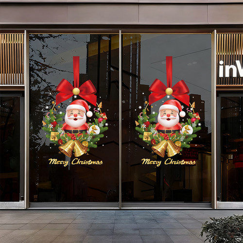 圣诞节装饰品窗户圣诞老人玻璃门贴橱窗氛围场景布置窗花静电贴纸