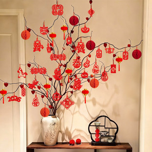 2026新年装饰盆栽小挂件多肉绿植装饰马年小灯笼挂饰春节布置用品